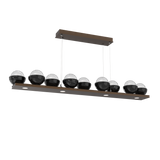 Cabochon Linear Chandelier 9 Lights Flat Bronze Black Marble By Hammerton