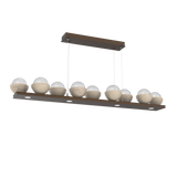 Cabochon Linear Chandelier 9 Lights Flat Bronze Travertine By Hammerton