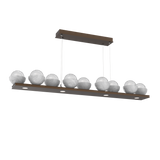 Cabochon Linear Chandelier 9 Lights Flat Bronze White Marble By Hammerton