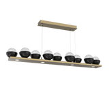 Cabochon Linear Chandelier 9 Lights Gilded Brass Black Marble By Hammerton