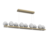 Cabochon Linear Chandelier 9 Lights Gilded Brass White Marble By Hammerton