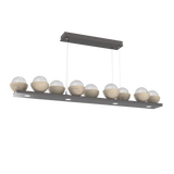 Cabochon Linear Chandelier 9 Lights Graphite Travertine By Hammerton