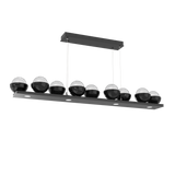 Cabochon Linear Chandelier 9 Lights Matte Black Black Marble By Hammerton