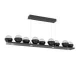 Cabochon Linear Chandelier 9 Lights Matte Black Matching Finish By Hammerton