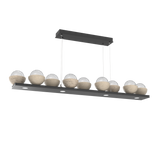 Cabochon Linear Chandelier 9 Lights Matte Black Travertine By Hammerton