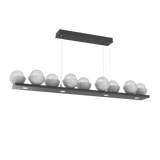 Cabochon Linear Chandelier 9 Lights Matte Black White Marble By Hammerton