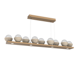 Cabochon Linear Chandelier 9 Lights Novel Brass Travertine By Hammerton