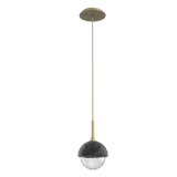 Cabochon Pendant Light Gilded Brass Black Marble By Hammerton