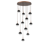Cabochon Round Pendant Chandelier 11 Lights Burnished Bronze Black Marble By Hammerton