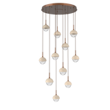 Cabochon Round Pendant Chandelier 11 Lights Burnished Bronze Travertine By Hammerton
