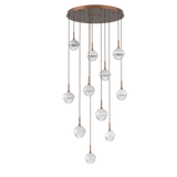 Cabochon Round Pendant Chandelier 11 Lights Burnished Bronze White Marble By Hammerton