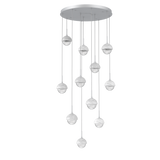 Cabochon Round Pendant Chandelier 11 Lights Classic Silver White Marble By Hammerton