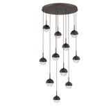 Cabochon Round Pendant Chandelier 11 Lights Flat Bronze Black Marble By Hammerton