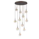 Cabochon Round Pendant Chandelier 11 Lights Flat Bronze Travertine By Hammerton