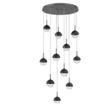 Cabochon Round Pendant Chandelier 11 Lights Graphite Black Marble By Hammerton