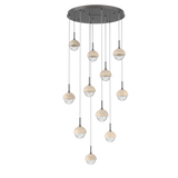 Cabochon Round Pendant Chandelier 11 Lights Graphite Travertine By Hammerton