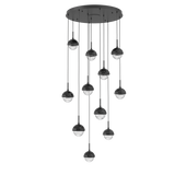 Cabochon Round Pendant Chandelier 11 Lights Matte Black Black Marble By Hammerton