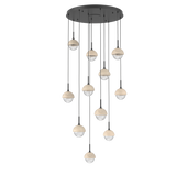 Cabochon Round Pendant Chandelier 11 Lights Matte Black Travertine By Hammerton
