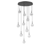 Cabochon Round Pendant Chandelier 11 Lights Matte Black White Marble By Hammerton