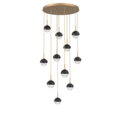 Cabochon Round Pendant Chandelier 11 Lights Novel Brass Black Marble By Hammerton