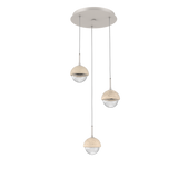 Cabochon Round Pendant Chandelier 3 Lights Beige Silver Travertine By Hammerton