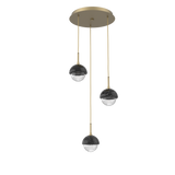 Cabochon Round Pendant Chandelier 3 Lights Black Marble By Hammerton