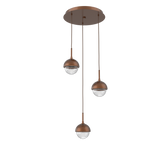 Cabochon Round Pendant Chandelier 3 Lights Burnished Bronze Matching Finish By Hammerton