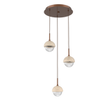 Cabochon Round Pendant Chandelier 3 Lights Burnished Bronze Travertine By Hammerton