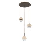 Cabochon Round Pendant Chandelier 3 Lights Flat Bronze Travertine By Hammerton