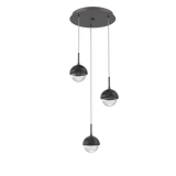 Cabochon Round Pendant Chandelier 3 Lights Graphite Black Marble By Hammerton