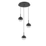 Cabochon Round Pendant Chandelier 3 Lights Matte Black Black Marble By Hammerton