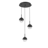 Cabochon Round Pendant Chandelier 3 Lights Matte Black Matching Finish By Hammerton
