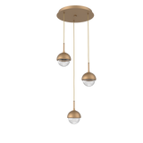 Cabochon Round Pendant Chandelier 3 Lights Novel Brass Matching Finish By Hammerton