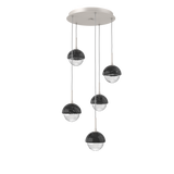 Cabochon Round Pendant Chandelier 5 Lights Flat Bronze Silver Marble By Hammerton