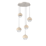 Cabochon Round Pendant Chandelier 5 Lights Flat Bronze Travertine By Hammerton