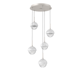 Cabochon Round Pendant Chandelier 5 Lights Flat Bronze White Marble By Hammerton