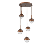 Cabochon Round Pendant Chandelier 5 Lights Burnished Bronze Matching Finish By Hammerton