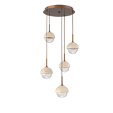 Cabochon Round Pendant Chandelier 5 Lights Burnished Bronze Travertine By Hammerton