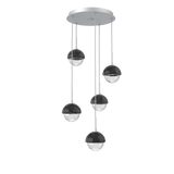 Cabochon Round Pendant Chandelier 5 Lights Classic Silver Black Marble By Hammerton