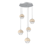 Cabochon Round Pendant Chandelier 5 Lights Classic Silver Travertine By Hammerton