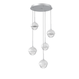 Cabochon Round Pendant Chandelier 5 Lights Classic Silver White Marble By Hammerton