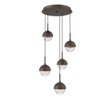 Cabochon Round Pendant Chandelier 5 Lights Flat Bronze Matching Finish By Hammerton