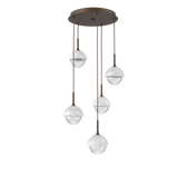 Cabochon Round Pendant Chandelier 5 Lights Flat Bronze White Marble By Hammerton