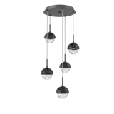 Cabochon Round Pendant Chandelier 5 Lights Graphite Black Marble By Hammerton