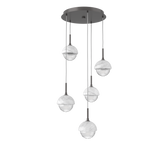 Cabochon Round Pendant Chandelier 5 Lights Graphite White Marble By Hammerton