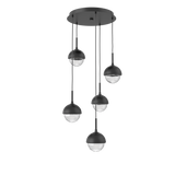 Cabochon Round Pendant Chandelier 5 Lights Matte Black Matching Finish By Hammerton