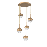 Cabochon Round Pendant Chandelier 5 Lights Novel Brass Matching Finish By Hammerton