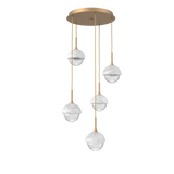 Cabochon Round Pendant Chandelier 5 Lights Novel Brass White Marble By Hammerton