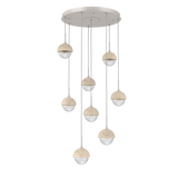 Cabochon Round Pendant Chandelier 8 Lights Beige Silver Travertine By Hammerton