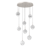 Cabochon Round Pendant Chandelier 8 Lights Beige Silver White Marble By Hammerton